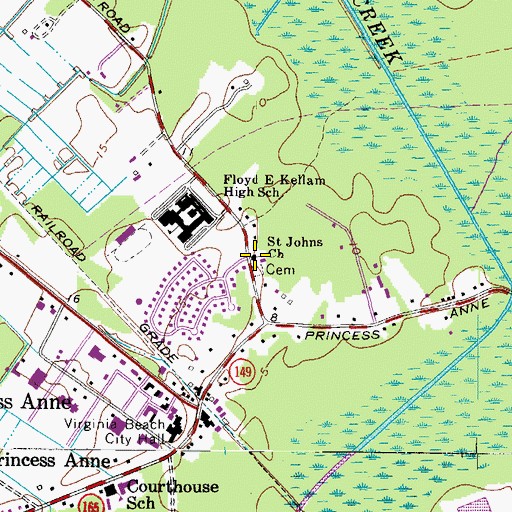 Topographic Map of Saint Johns Church, VA