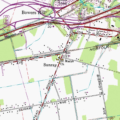 Topographic Map of Saint Marys Church, VA