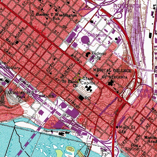 Topographic Map of Saint Pauls Church, VA