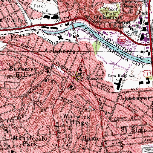 Topographic Map of Saint Rita School, VA
