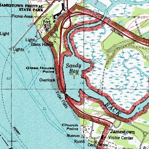 Topographic Map of Sandy Bay, VA
