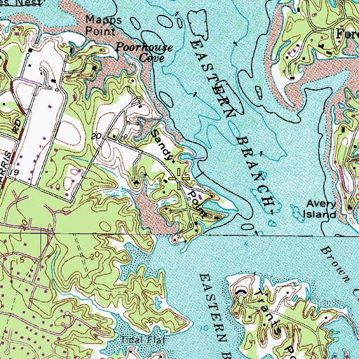 Topographic Map of Sandy Point, VA