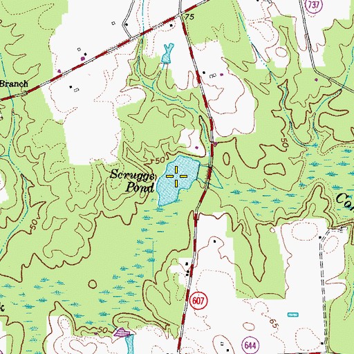 Topographic Map of Scruggs Pond, VA