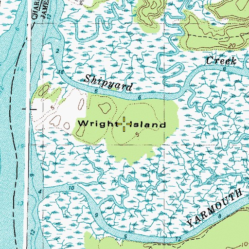 Topographic Map of Wright Island, VA