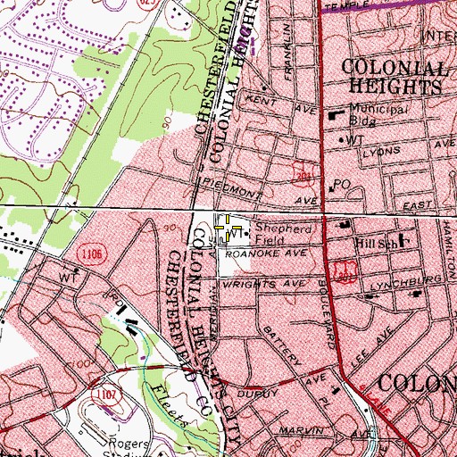 Topographic Map of Shepherd Field, VA