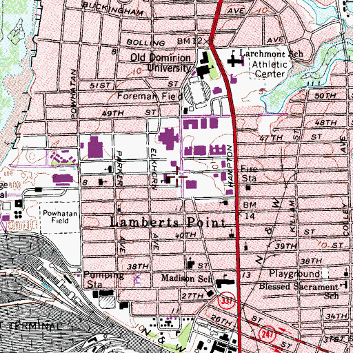 Topographic Map of Smallwood School, VA