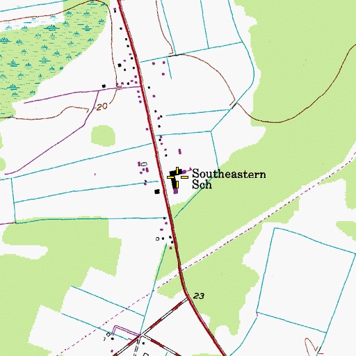 Topographic Map of Southeastern Elementary School, VA