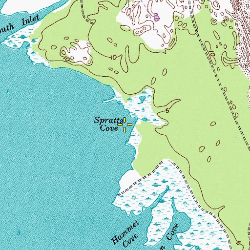Topographic Map of Spratts Cove, VA