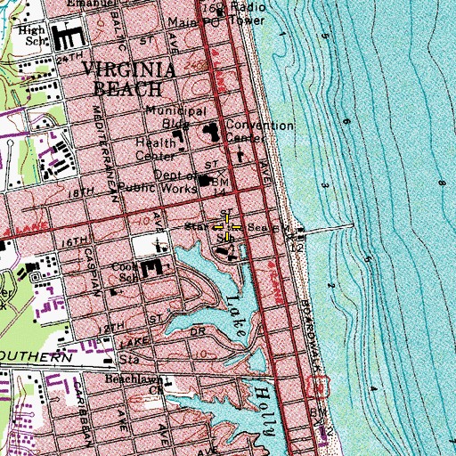 Topographic Map of Star of the Sea Catholic School, VA