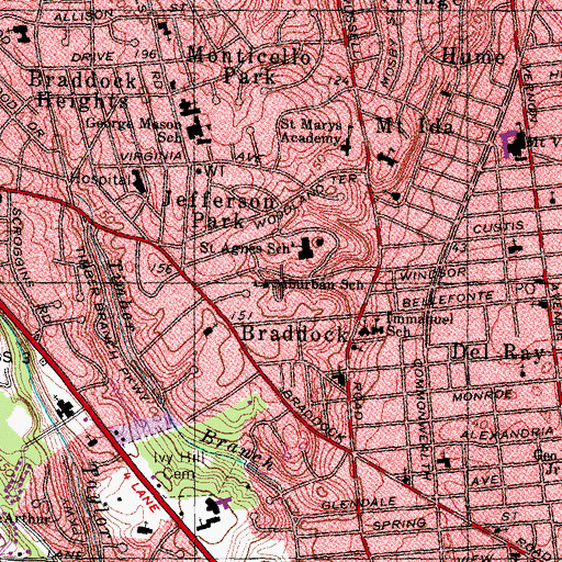 Topographic Map of Suburban School, VA