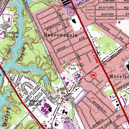 Topographic Map of Teardrop Park, VA