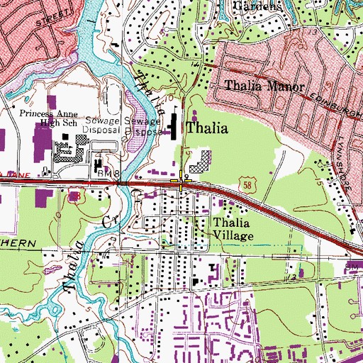 Topographic Map of Thalia, VA