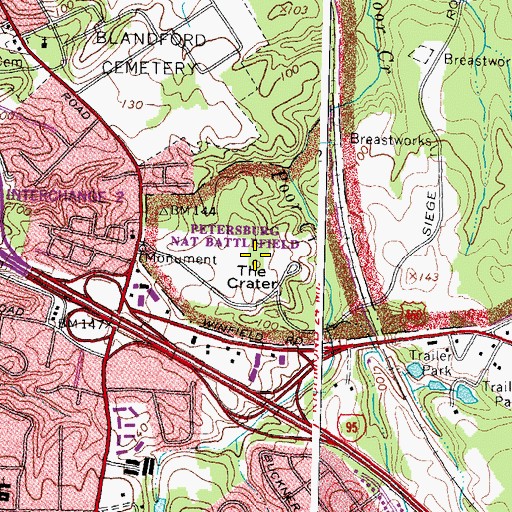 Topographic Map of The Crater, VA