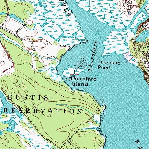 Topographic Map of Thorofare Island, VA