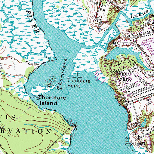 Topographic Map of Thorofare Point, VA