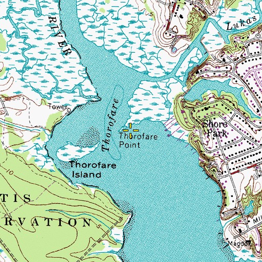 Topographic Map of Thorofare Point, VA