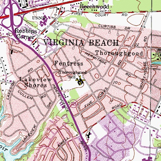 Topographic Map of Thoroughgood Elementary School, VA