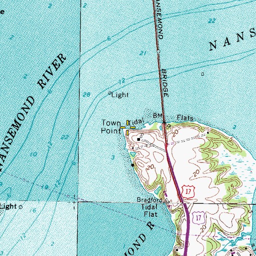 Topographic Map of Town Point, VA