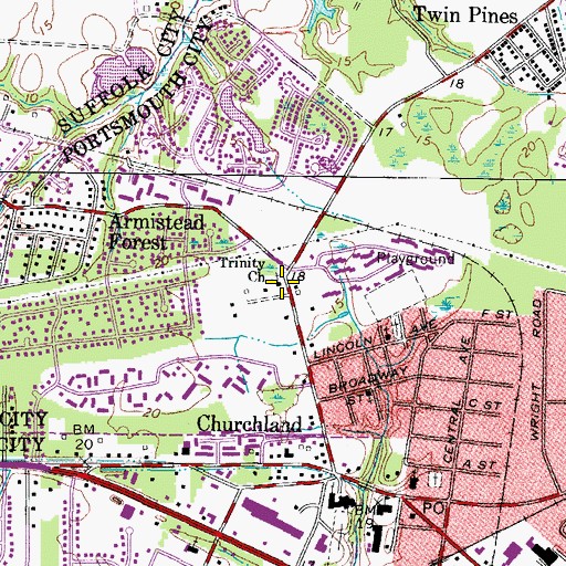 Topographic Map of Trinity Church, VA
