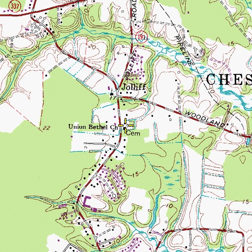 Topographic Map of Union Bethel Church, VA