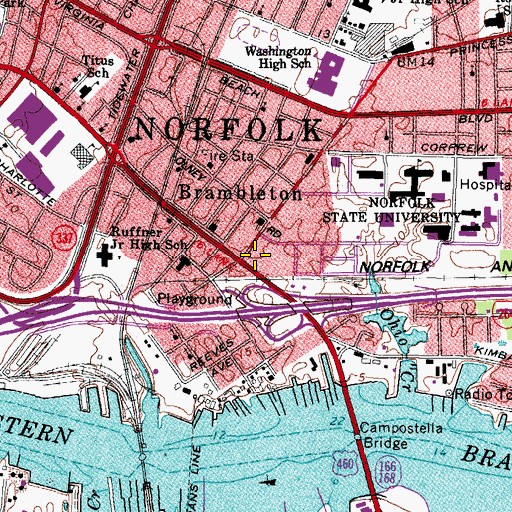 Topographic Map of Norfolk State University, VA