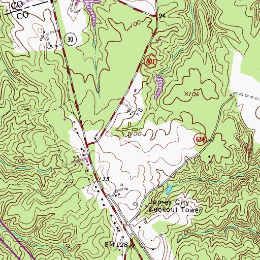 Topographic Map of Ware Creek, VA