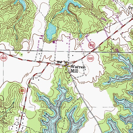 Topographic Map of Warren Mill, VA