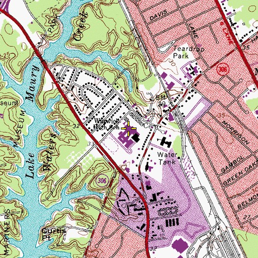 Topographic Map of Warwick High School, VA