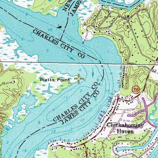 Topographic Map of Watts Point, VA