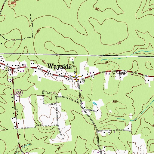 Topographic Map of Wayside, VA