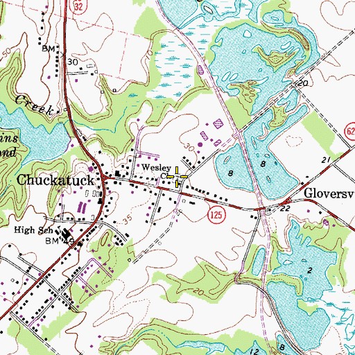 Topographic Map of Wesley Church, VA