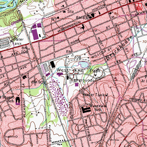 Topographic Map of West End Park, VA