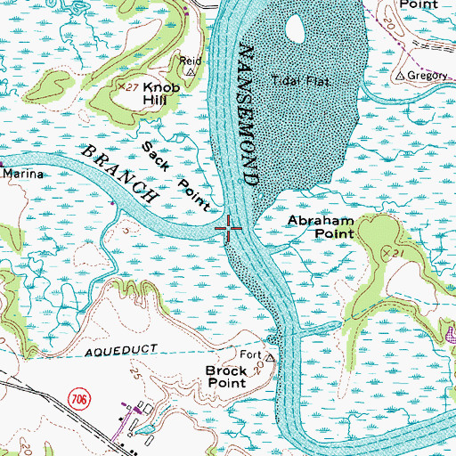Topographic Map of Western Branch Nansemond River, VA