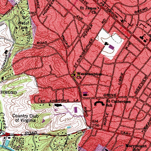 Topographic Map of Westhampton Church, VA