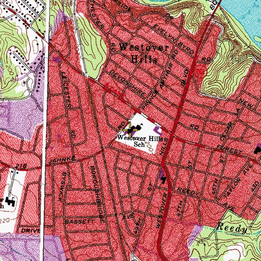 Topographic Map of Westover Hills Elementary School, VA