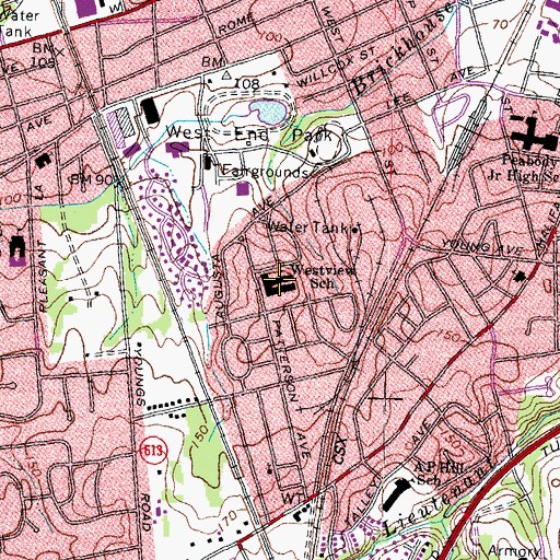 Topographic Map of Westview Elementary School, VA