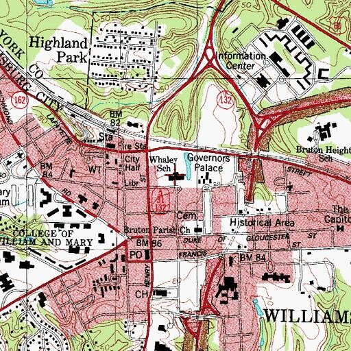 Topographic Map of Matthew Whaley Elementary School, VA