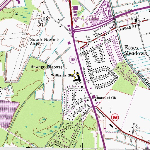 Topographic Map of B M Williams Primary School, VA