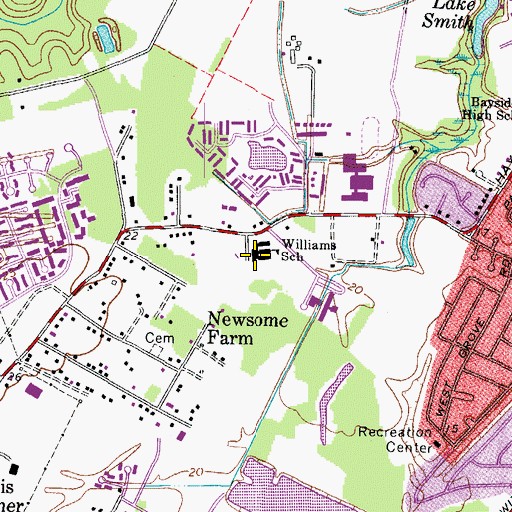 Topographic Map of Bettie F Williams Elementary School, VA