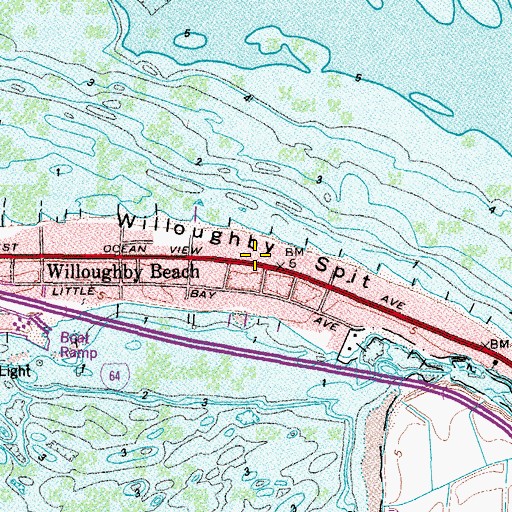 Topographic Map of Willoughby Spit, VA