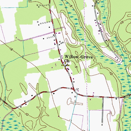 Topographic Map of Willow Grove Church, VA