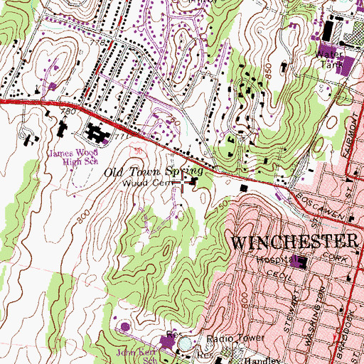 Topographic Map of Wood Family Cemetery, VA