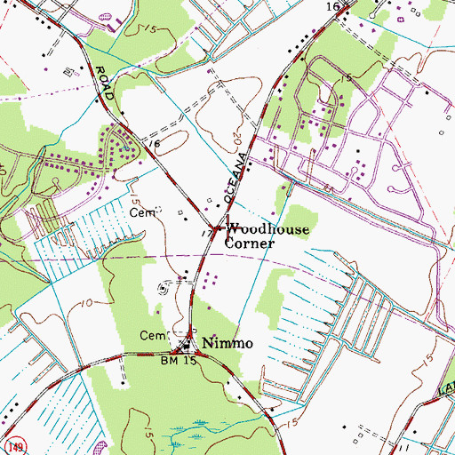 Topographic Map of Woodhouse Corner, VA