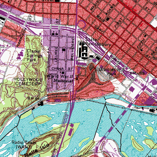 Topographic Map of World War II Memorial, VA