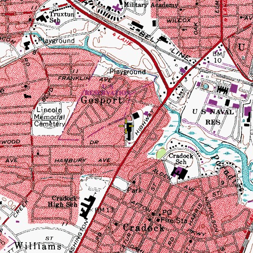 Topographic Map of Town and Country Shopping Center, VA