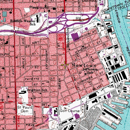 Topographic Map of Seventh and Lincoln Shopping Center, VA