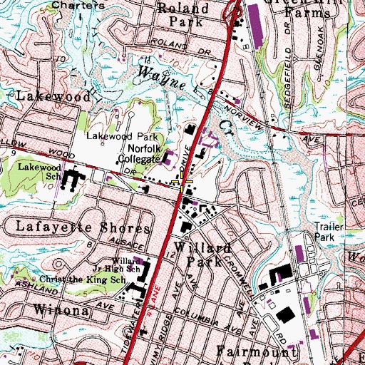 Topographic Map of Willowood Shopping Center, VA