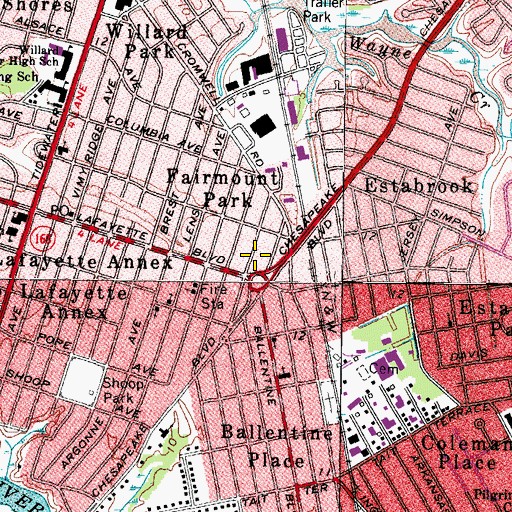 Topographic Map of Snug Harbor Shopping Center, VA