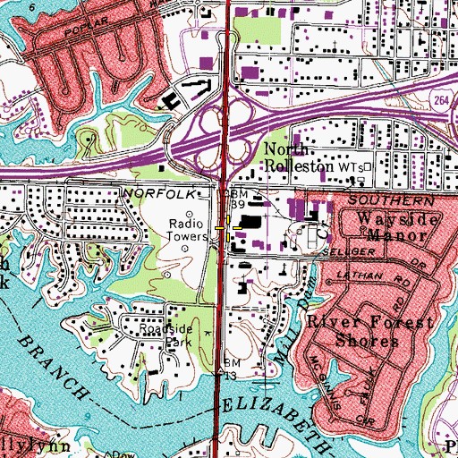 Topographic Map of River Forest Shores Shopping Center, VA