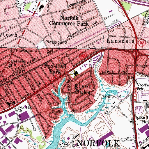 Topographic Map of Fox Hall Shopping Center, VA